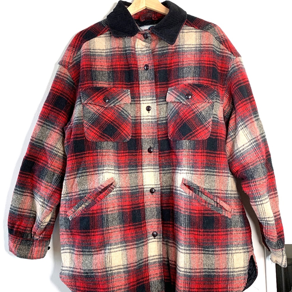 Vintage Mens Medium Plaid Wool Blend Coat Jacket